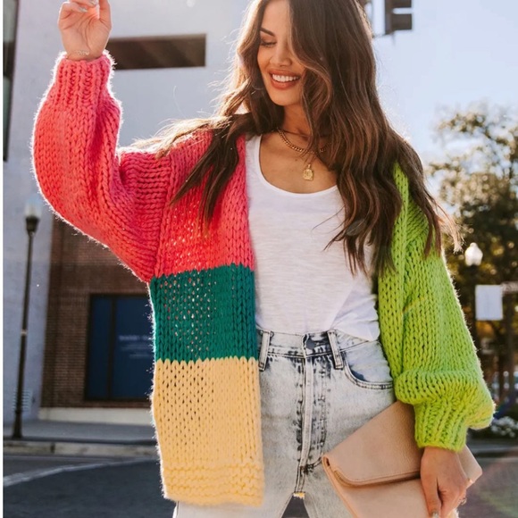 *VICI COLLECTION* Courage Pocketed Colorblock Knit Cardigan. Size M. NWOT - Picture 1 of 1